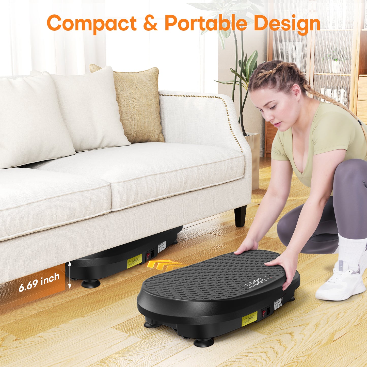 Curved Vibration Plate Exercise Machine, Full Body Vibration Plate for Lymphatic Drainage Weight Loss, 9 Auto Modes and 120 Adjustable Speeds, 400Lbs Capacity Vibration Plate Machine for Home (Black)