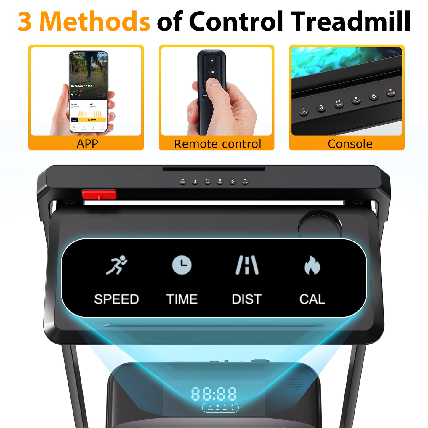 HIFast Walking Pad Treadmill, 3.0HP Under Desk Treadmill with Handle Bar and Incline, 300lbs Capacity with Removable Desk Workstation, Foldable Treadmill with Remote Control, APP for Home Office