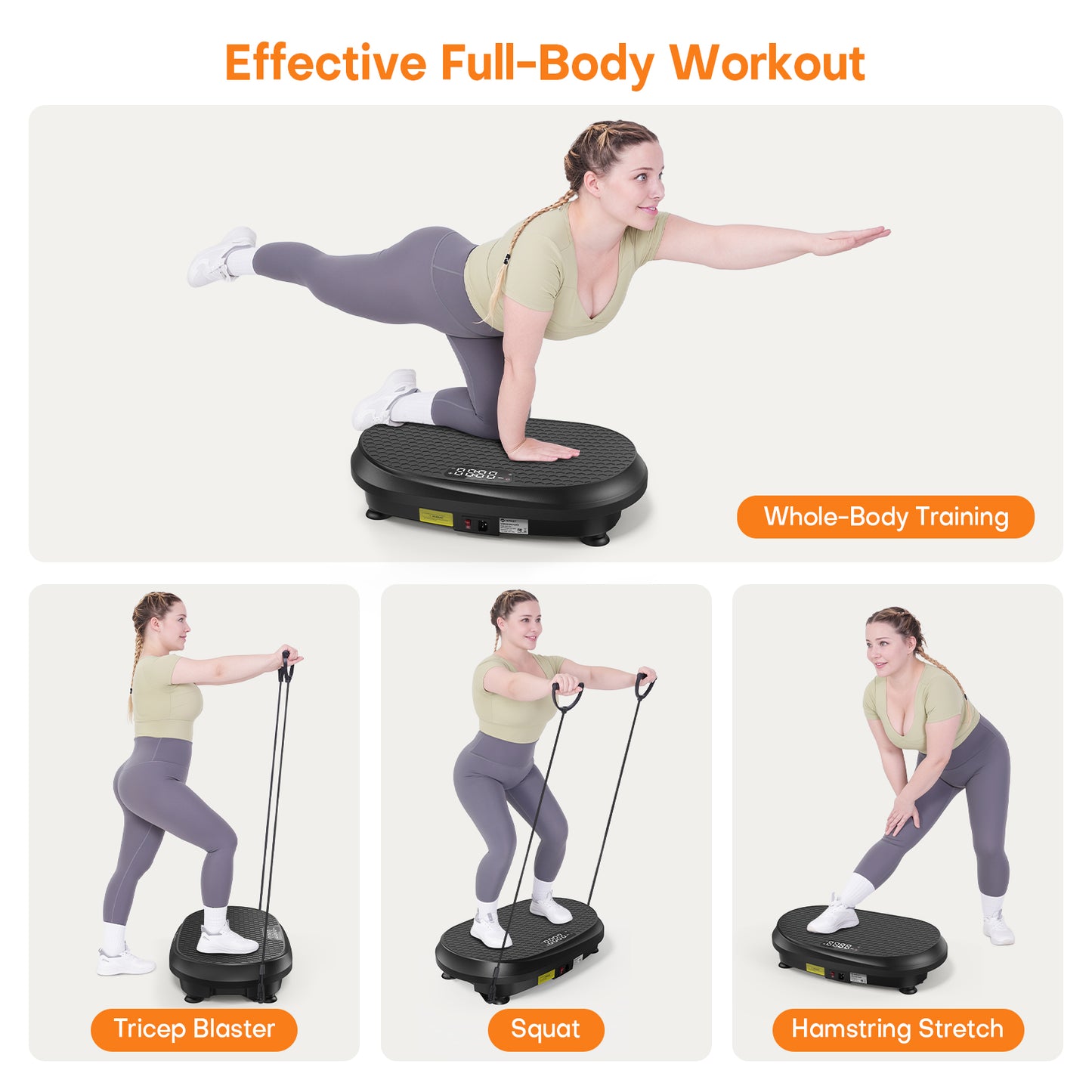 Curved Vibration Plate Exercise Machine, Full Body Vibration Plate for Lymphatic Drainage Weight Loss, 9 Auto Modes and 120 Adjustable Speeds, 400Lbs Capacity Vibration Plate Machine for Home (Black)