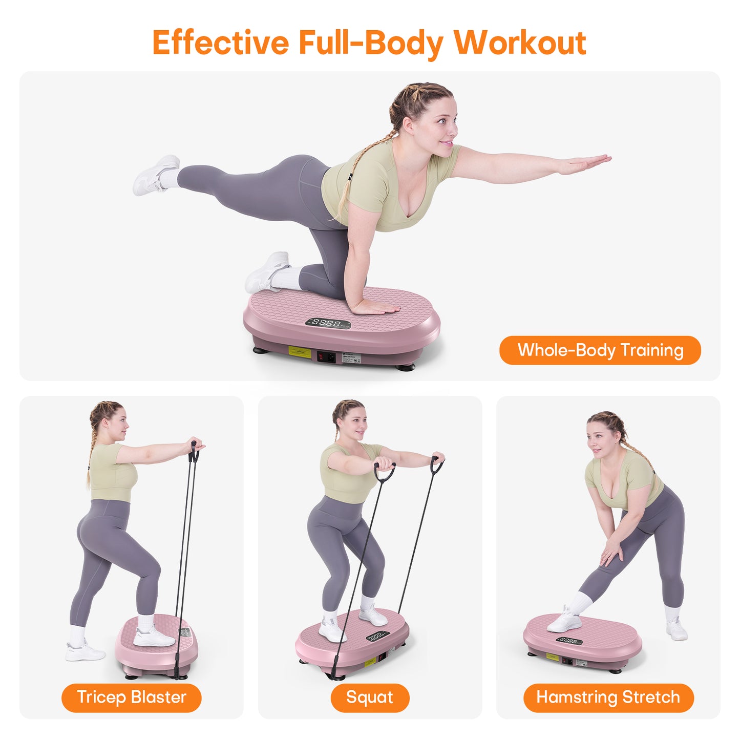 Curved Vibration Plate Exercise Machine, Full Body Vibration Plate for Lymphatic Drainage Weight Loss, 9 Auto Modes and 120 Adjustable Speeds, 400Lbs Capacity Vibration Plate Machine for Home (Pink)