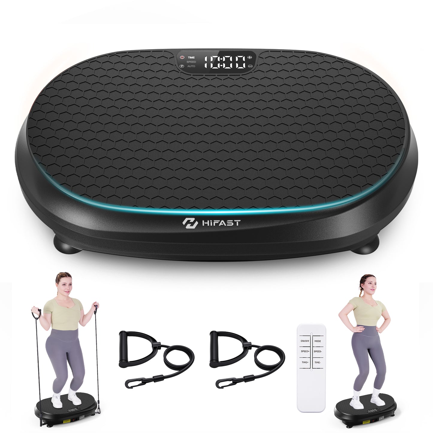 Curved Vibration Plate Exercise Machine, Full Body Vibration Plate for Lymphatic Drainage Weight Loss, 9 Auto Modes and 120 Adjustable Speeds, 400Lbs Capacity Vibration Plate Machine for Home (Black)