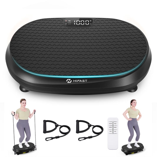 Curved Vibration Plate Exercise Machine, Full Body Vibration Plate for Lymphatic Drainage Weight Loss, 9 Auto Modes and 120 Adjustable Speeds, 400Lbs Capacity Vibration Plate Machine for Home (Black)