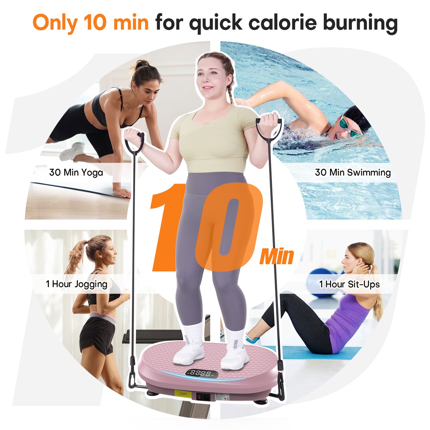 Curved Vibration Plate Exercise Machine, Full Body Vibration Plate for Lymphatic Drainage Weight Loss, 9 Auto Modes and 120 Adjustable Speeds, 400Lbs Capacity Vibration Plate Machine for Home (Pink)
