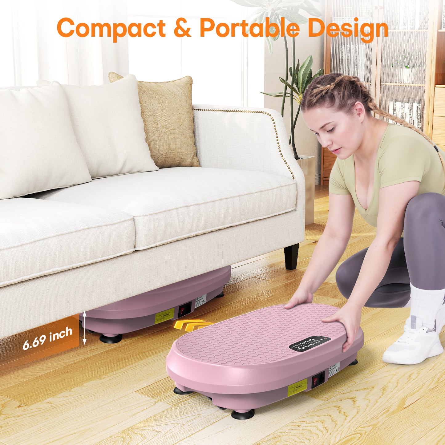 Curved Vibration Plate Exercise Machine, Full Body Vibration Plate for Lymphatic Drainage Weight Loss, 9 Auto Modes and 120 Adjustable Speeds, 400Lbs Capacity Vibration Plate Machine for Home (Pink)