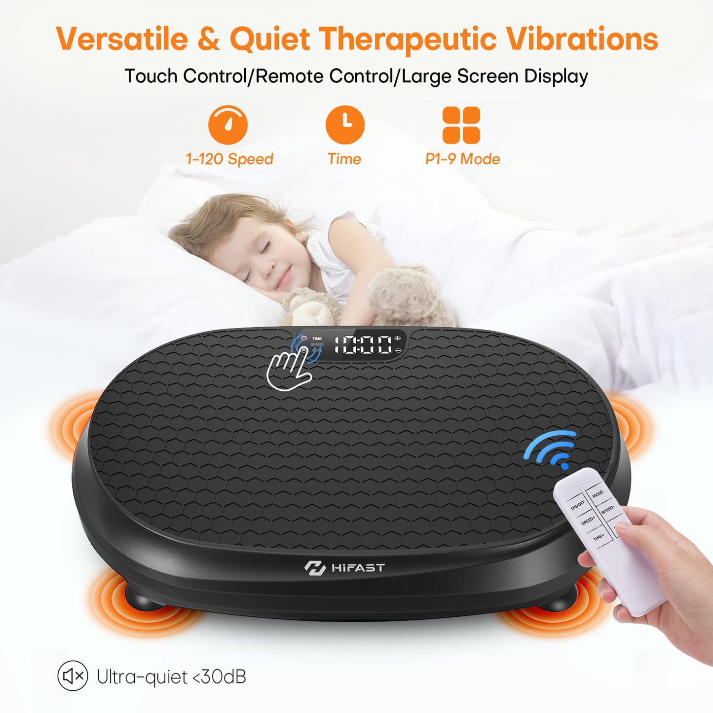 Curved Vibration Plate Exercise Machine, Full Body Vibration Plate for Lymphatic Drainage Weight Loss, 9 Auto Modes and 120 Adjustable Speeds, 400Lbs Capacity Vibration Plate Machine for Home (Black)