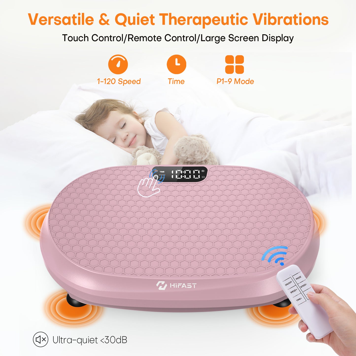 Curved Vibration Plate Exercise Machine, Full Body Vibration Plate for Lymphatic Drainage Weight Loss, 9 Auto Modes and 120 Adjustable Speeds, 400Lbs Capacity Vibration Plate Machine for Home (Pink)