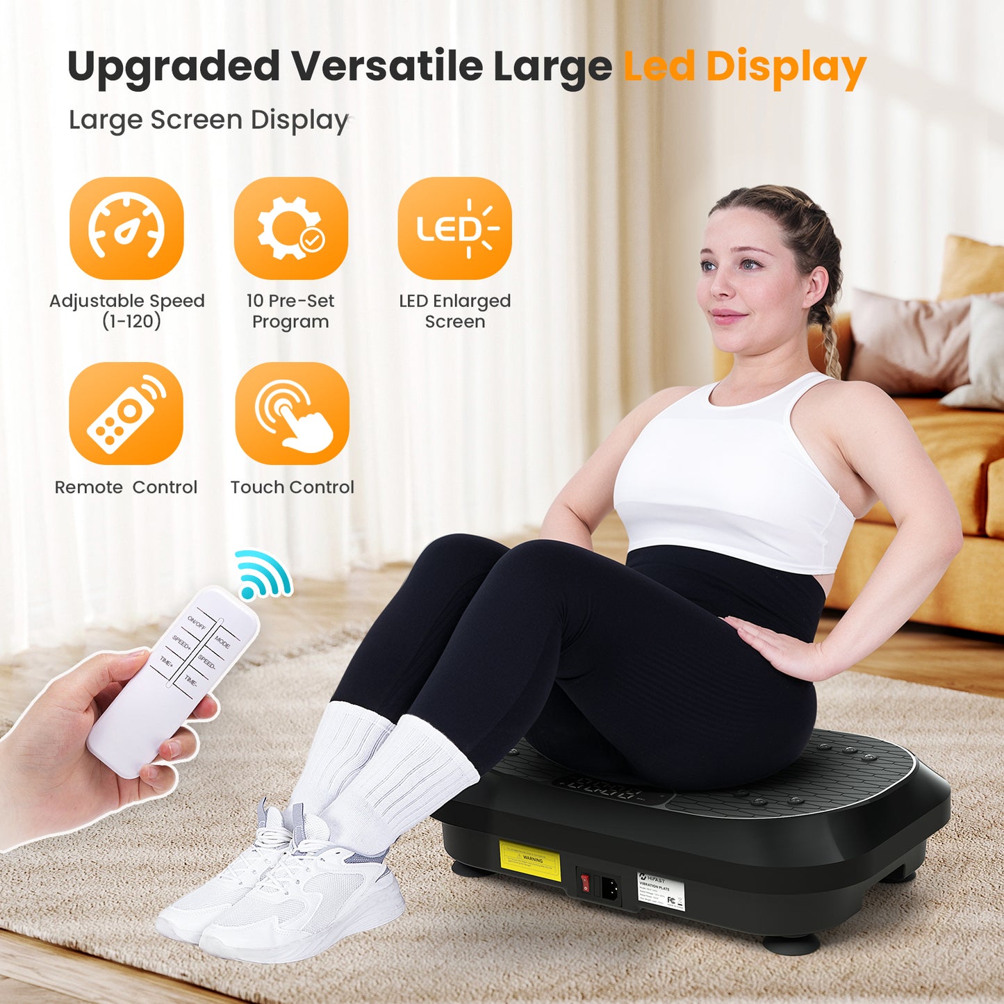 Vibration Plate Exercise Machine with Magnetic Acupoints, Lymphatic Drainage Vibrating Plate with 9 Modes & 120 Adjustable Speeds, 400 Lbs Capacity Full Body Vibration Platform for Women Men