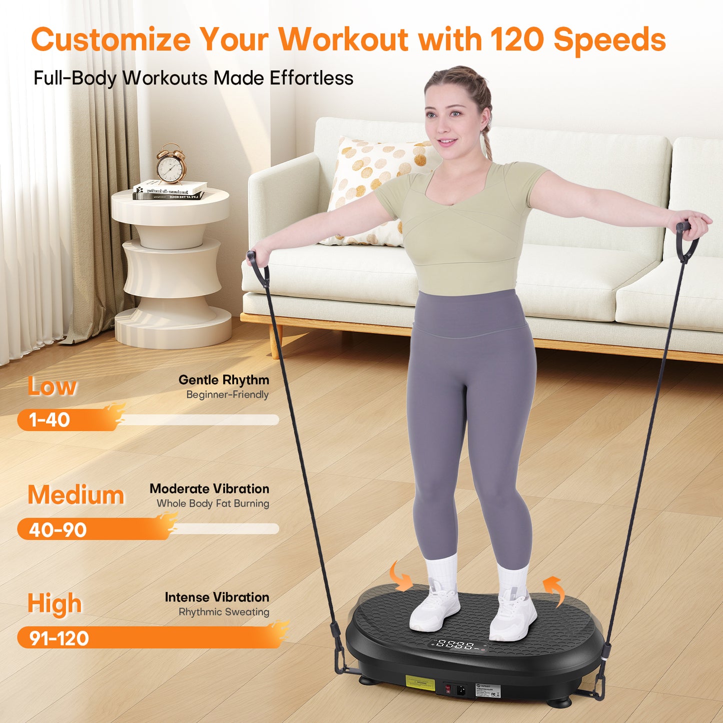 Curved Vibration Plate Exercise Machine, Full Body Vibration Plate for Lymphatic Drainage Weight Loss, 9 Auto Modes and 120 Adjustable Speeds, 400Lbs Capacity Vibration Plate Machine for Home (Black)