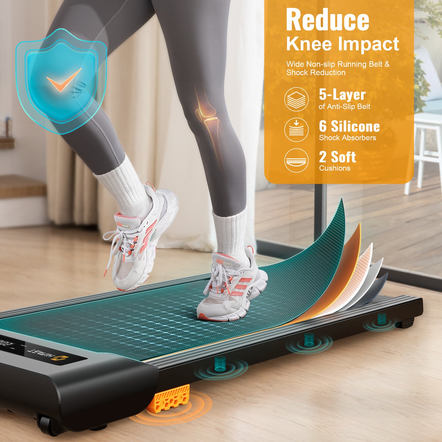 HiFast Walking Pad, 2.5HP Under Desk Treadmill for Home Office, 300 Lbs Capacity Portable Treadmill with Remote Control & LED Display, 2 in 1 Treadmill for Walking Jogging and Running